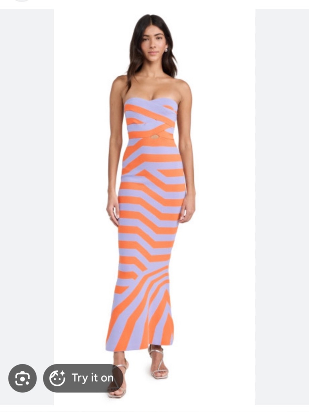 The Wolf Gang- Striped Orange and Lavender strapless dress - Women's Fashion